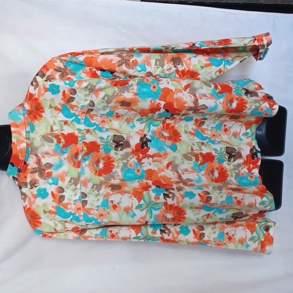 Women’s Size 1X Cotton/Linen Blend Floral Blazer Top - Picture 4 of 8